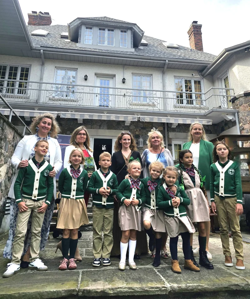 Community partnership and family engagement at Alderwood Academy - students and families in front of school