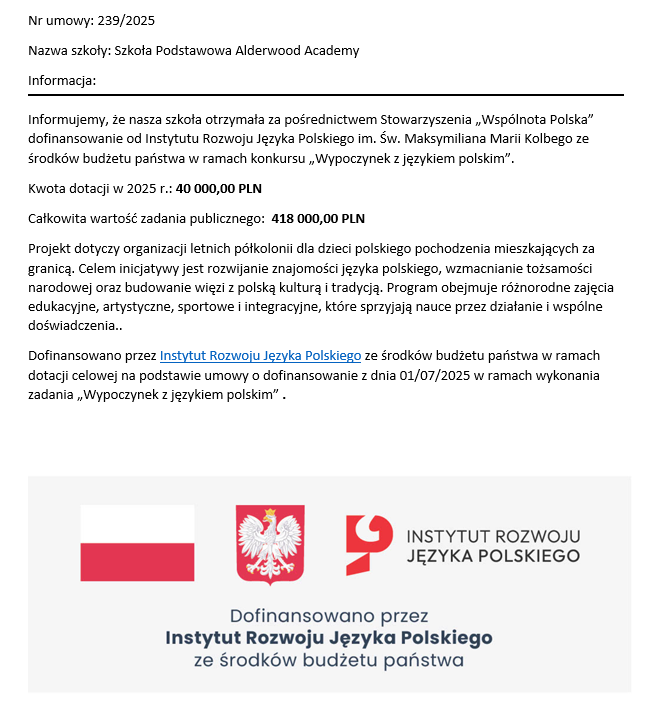 Instytut Rozwoju Języka Polskiego - Komunikat Półkolonie (01/07/2025)